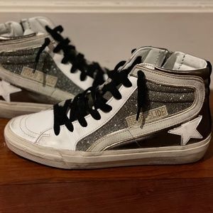 New Golden Goose Gunmetal Slides